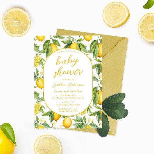 Summer Yellow Lemon Baby Dusche Einladung