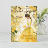 Summer Yellow Lemon Orange Citrus Brautparty Einladung (Stehend Vorderseite)