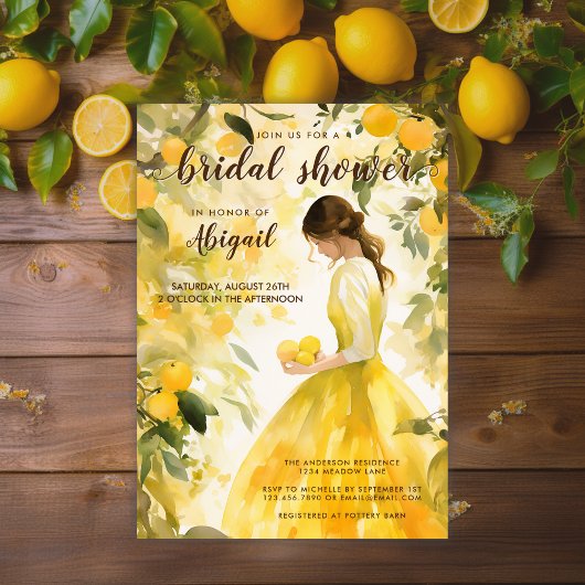 Summer Yellow Lemon Orange Citrus Brautparty Einladung