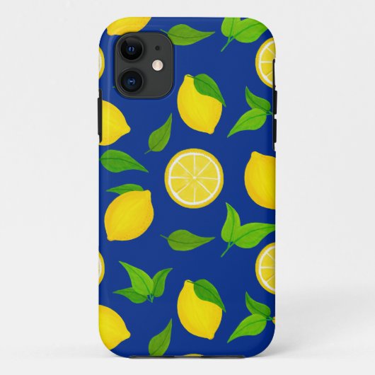Summer Yellow Lemons mit Royal Blue Pattern Case-Mate iPhone Hülle (Rückseite)