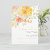 Summer Yellow Liebe in Bloom Floral Brautparty Einladung (Stehend Vorderseite)