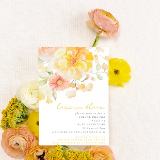 Summer Yellow Liebe in Bloom Floral Brautparty Einladung