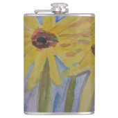 Summer Yellow Sunblumen Vinyl Flachmann (Vorderseite)