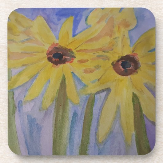 Summer Yellow Sunflowers Hard Plastic Coaster Getränkeuntersetzer (Vorderseite)