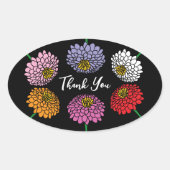 Summer Zinnia Blume Blumen zeichnete Brauch Ovaler Aufkleber (Vorderseite)