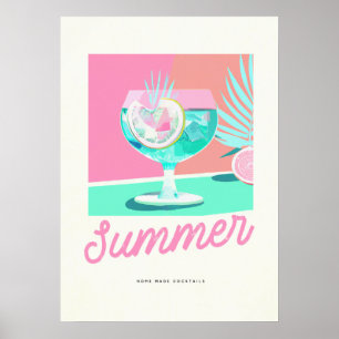 Summer Zuhause Made Cocktails Retro Poster