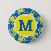 Summerblau und Gelb Zitronen Blüte Button (Vorderseite)