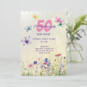 Summerfarben wilde Blume Schmetterlinge Aquarell Einladung (Stehend Vorderseite)