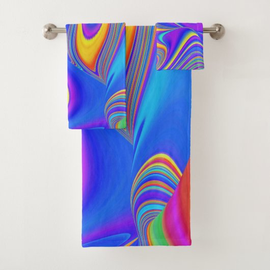 Summerfeeling , Abstrakt 3D Rainbowart Badhandtuch Set (Insitu)