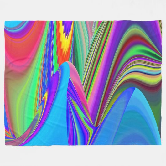 Summerfeeling , Abstrakt 3D Rainbowart Fleecedecke (Vorderseite (Horizontal))