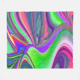 Summerfeeling , Abstrakt 3D Rainbowart Fleecedecke