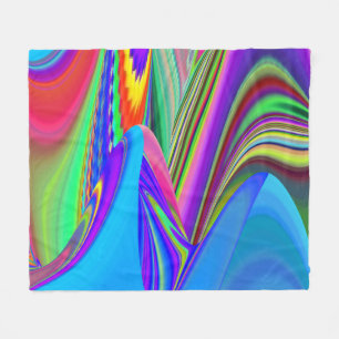 Summerfeeling , Abstrakt 3D Rainbowart Fleecedecke