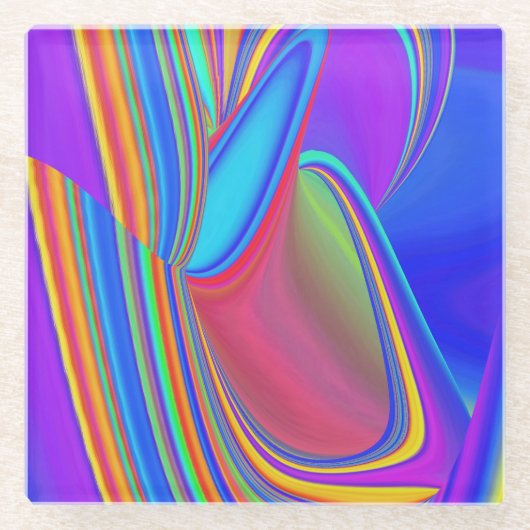 Summerfeeling , Abstrakt 3D Rainbowart Glasuntersetzer (Vorderseite)