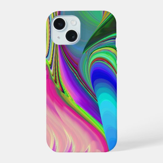 Summerfeeling , Abstrakt 3D Rainbowart iPhone 15 Hülle (Rückseite)
