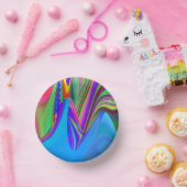 Summerfeeling , Abstrakt 3D Rainbowart Pappteller (Party)