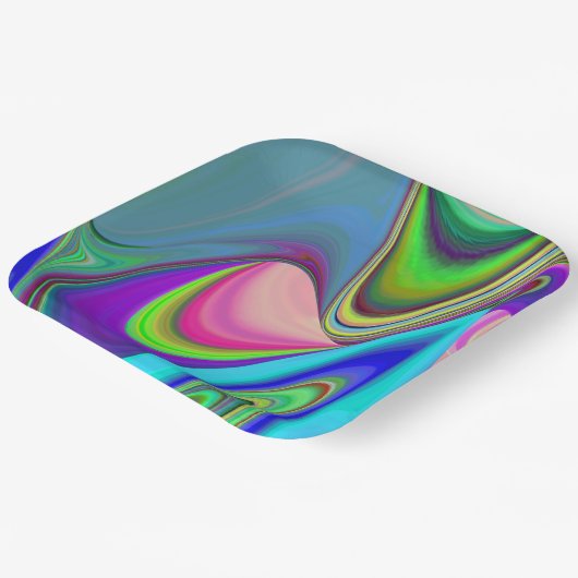 Summerfeeling , Abstrakt 3D Rainbowart Pappteller (Gewinkelt)