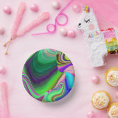 Summerfeeling , Abstrakt 3D Rainbowart Pappteller (Party)