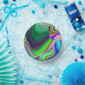 Summerfeeling , Abstrakt 3D Rainbowart Pappteller (Party)