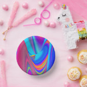 Summerfeeling , Abstrakt 3D Rainbowart Pappteller (Party)