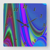 Summerfeeling , Abstrakt 3D Rainbowart Quadratische Wanduhr (Vorderseite)