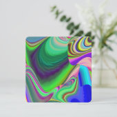 Summerfeeling , Abstrakt 3D Rainbowart Save The Date (Stehend Vorderseite)