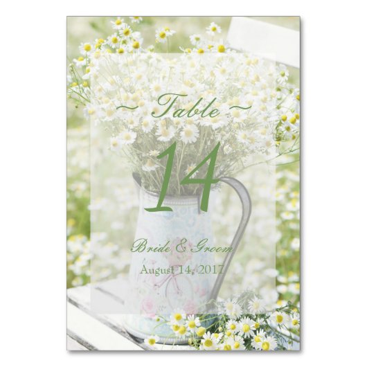 Summerfield Daisies Chamomile Wedding Tischnummer (Vorderseite)