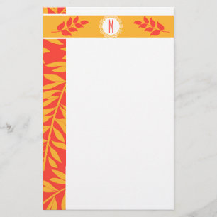 Summerisches Korallenorangeon und goldgelbe Monogr Briefpapier