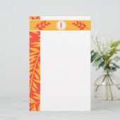 Summerisches Korallenorangeon und goldgelbe Monogr Briefpapier (Stehend Vorderseite)