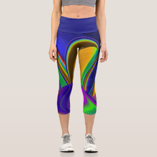 Summerrainbow , Abstrakt 3D Rainbowart Capri Leggings