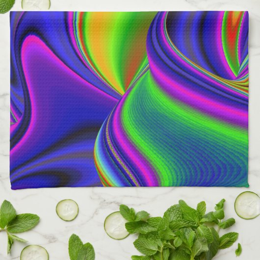 Summerrainbow , Abstrakt 3D Rainbowart Geschirrtuch (Gefaltet)