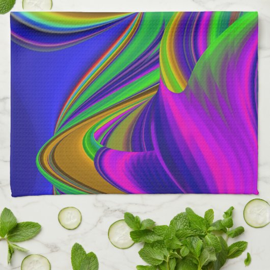 Summerrainbow , Abstrakt 3D Rainbowart Geschirrtuch (Gefaltet)