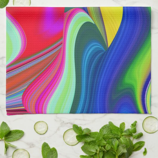 Summerrainbow , Abstrakt 3D Rainbowart Geschirrtuch (Gefaltet)