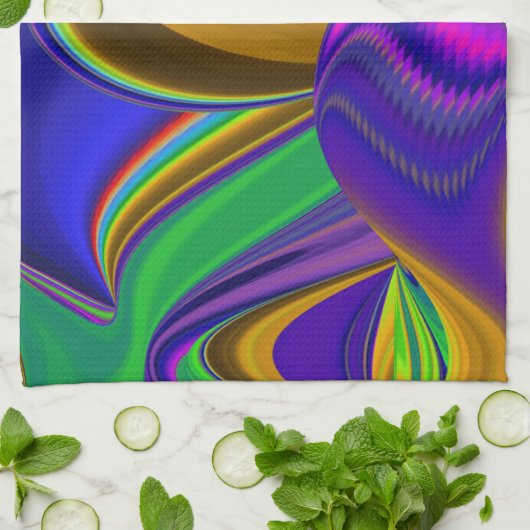 Summerrainbow , Abstrakt 3D Rainbowart Geschirrtuch (Gefaltet)