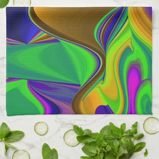 Summerrainbow , Abstrakt 3D Rainbowart Geschirrtuch (Gefaltet)