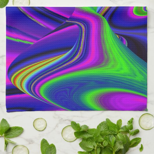 Summerrainbow , Abstrakt 3D Rainbowart Geschirrtuch (Gefaltet)