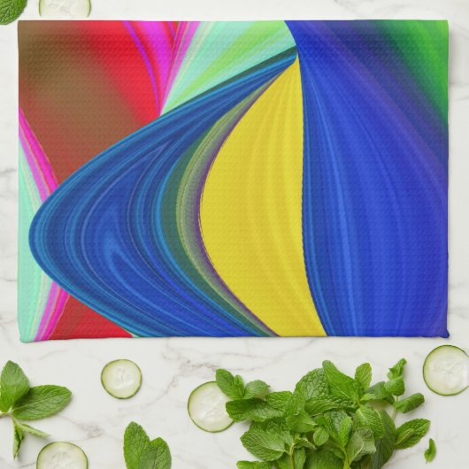 Summerrainbow , Abstrakt 3D Rainbowart Geschirrtuch (Gefaltet)