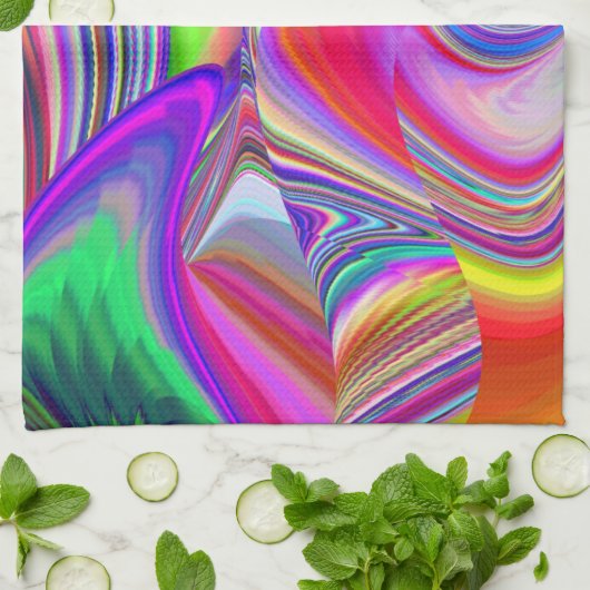Summerrainbow , Abstrakt 3D Rainbowart Geschirrtuch (Gefaltet)