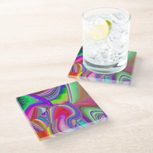 Summerrainbow , Abstrakt 3D Rainbowart Glasuntersetzer