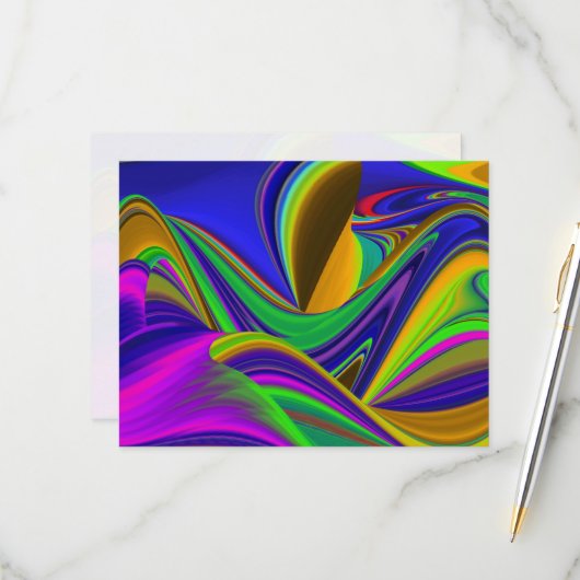 Summerrainbow , Abstrakt 3D Rainbowart RSVP Karte (Vorderseite/Rückseite Beispiel)
