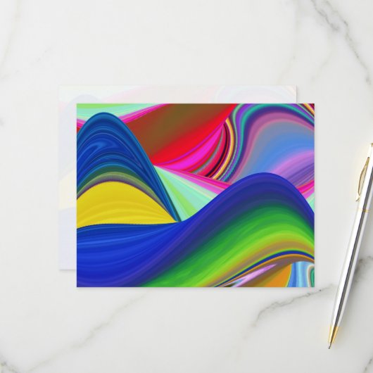 Summerrainbow , Abstrakt 3D Rainbowart RSVP Karte (Vorderseite/Rückseite Beispiel)