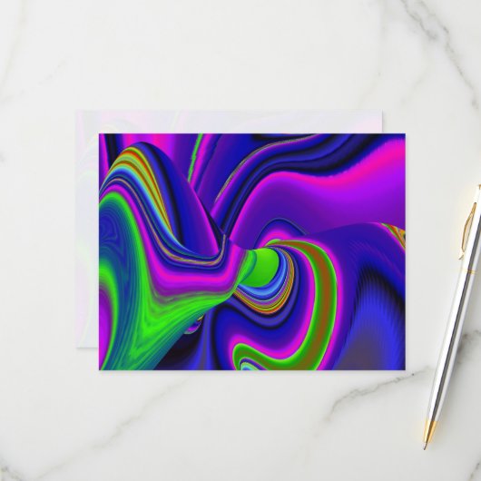 Summerrainbow , Abstrakt 3D Rainbowart RSVP Karte (Vorderseite/Rückseite Beispiel)