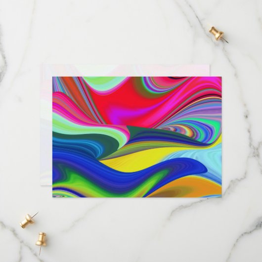 Summerrainbow , Abstrakt 3D Rainbowart Save The Date (Vorderseite/Rückseite Beispiel)