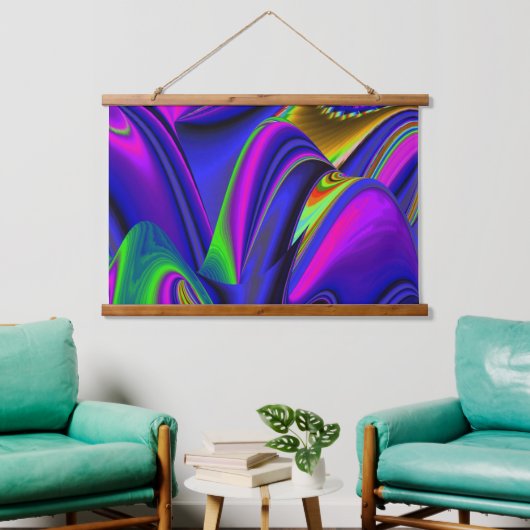 Summerrainbow , Abstrakt 3D Rainbowart Wandteppich Mit Holzrahmen (Wohnzimmer)
