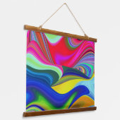 Summerrainbow , Abstrakt 3D Rainbowart Wandteppich Mit Holzrahmen (Gewinkelt)