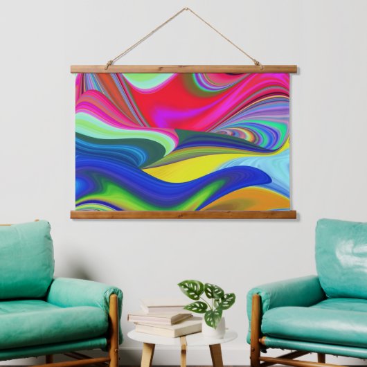 Summerrainbow , Abstrakt 3D Rainbowart Wandteppich Mit Holzrahmen (Wohnzimmer)