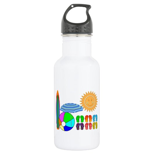 Summertime Beach Party Edelstahlflasche (Vorderseite)