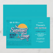 Summertime Beach Party Einladung (Vorne/Hinten)