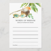 Summertime Brautparty Bingo Hinweiskarte (Vorderseite)