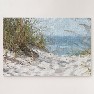 Summertime Dunes Beach Ocean Aquarellbilder Puzzle