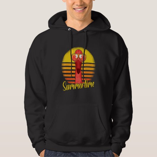 Summertime Flamingo Retro Sunset Beach Vacation Fl Hoodie (Vorderseite)